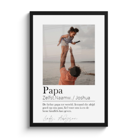 Poster met lijst - Papa betekenis 1 foto
