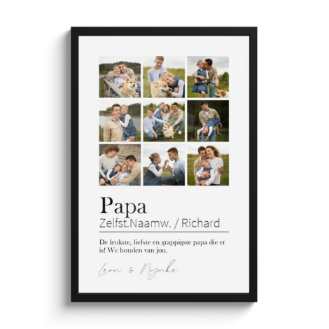 Poster met lijst - Papa betekenis collage