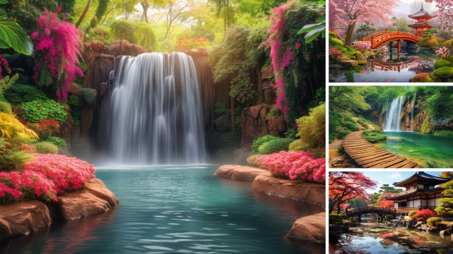 Tuinposter collecties Japanse Waterval